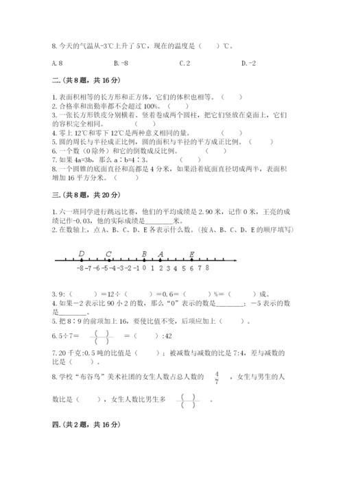 河南省平顶山市六年级下册数学期末测试卷标准卷.docx