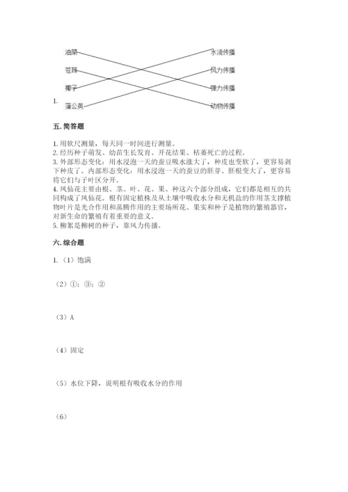 科学四年级下册第一单元植物的生长变化测试卷及答案（名师系列）.docx