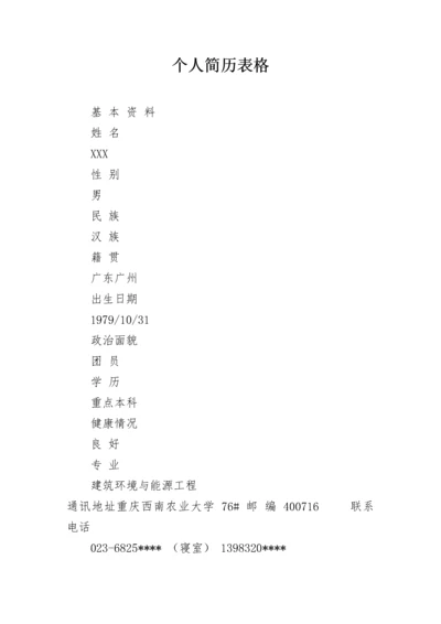 个人简历表格.docx