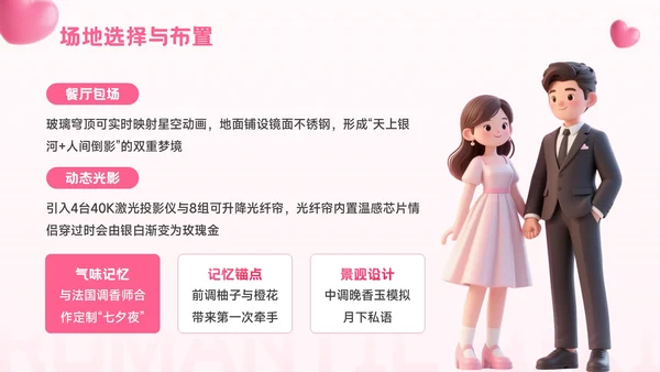 粉色3D风爱在朝夕不止朝七晚夕：浪漫七夕约会策划活动方案