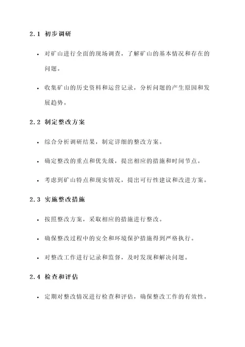 矿山整改工作单位及内容
