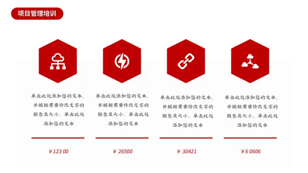红色商务公司项目管理通用PPT模板