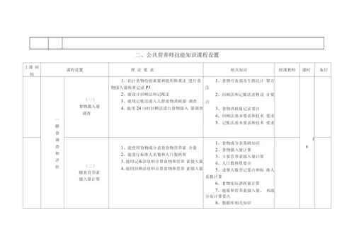 公共营养师培训教学计划及教学大纲.docx