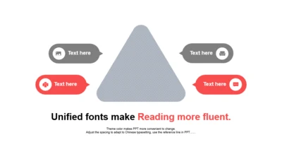 红色三角形扁平4项PPT关系