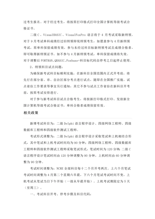 计算机二级考试的时间及注意项目.docx