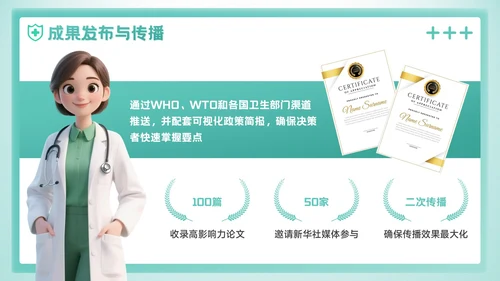 绿色3D风预防即治疗：医疗健康学术会议报告PPT模板