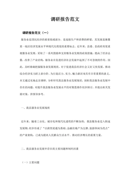 调研报告范文