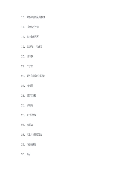 七年级生物下册50填空题