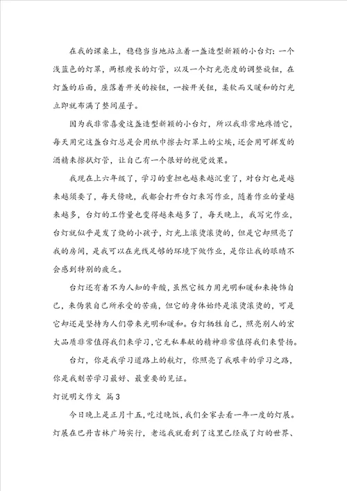 关于灯说明文作文汇总7篇