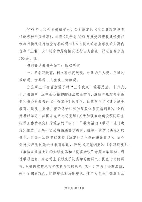 第一篇：电力公司党风廉政建设自查报告.docx