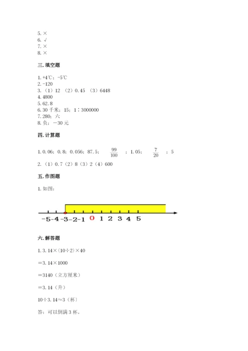 沪教版小学数学六年级下册期末检测试题含答案（能力提升）.docx