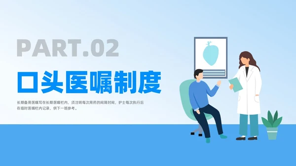 蓝色扁平插画医嘱执行制度培训PPT课件护理医疗