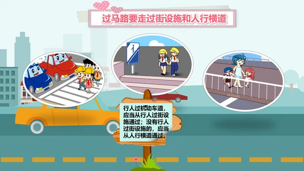 幼儿过马路道路交通安全PPT模板