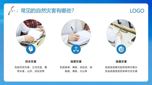 蓝色简约防自然灾害安全教育PPT模板宣传PPT动态PPT安全培训