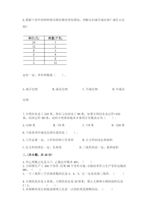 小学六年级数学毕业试题含答案（典型题）.docx