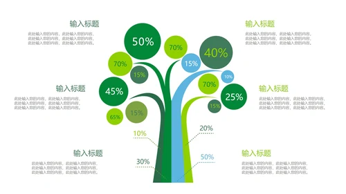 清新简约绿色树状图图表合集PPT模板
