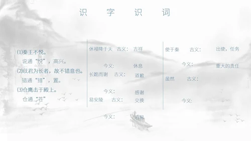 灰色中国风唐雎不辱使命PPT模板
