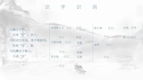 灰色中国风唐雎不辱使命PPT模板