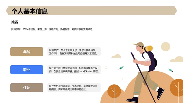 黄色3D风新生自我介绍PPT