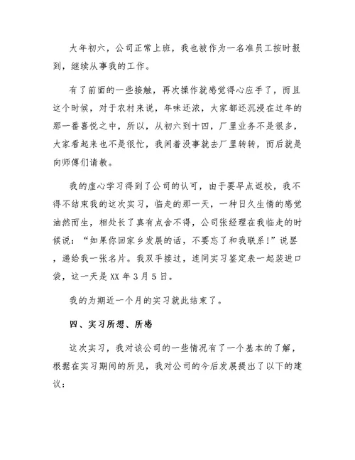 寒假公司会计的实训总结范文