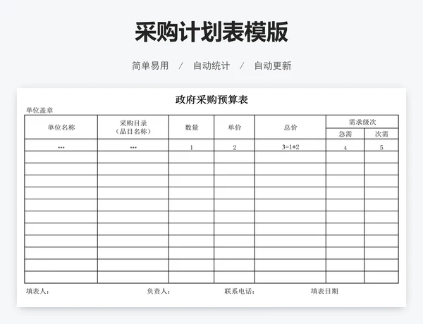 采购计划表模版