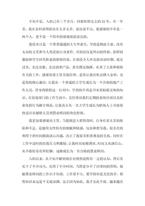 置业顾问的工作总结