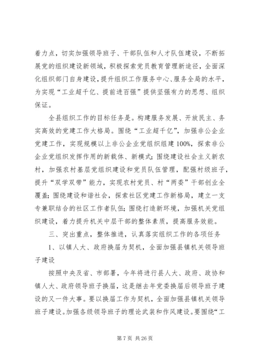 县委常委组织工作会议的讲话.docx