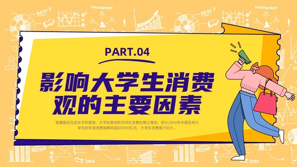 黄色手绘风大学生消费观主题班会