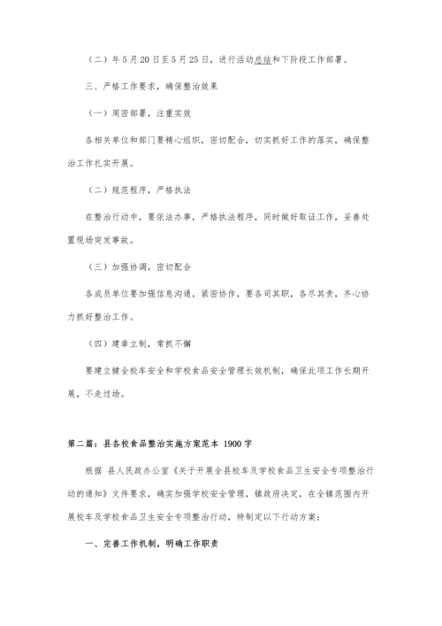 县各校食品整治实施方案模板.docx