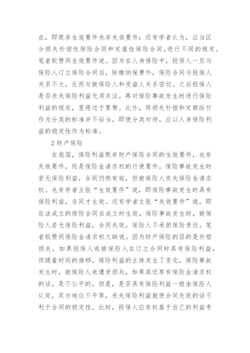 浅谈保险利益的法律问题论文.docx