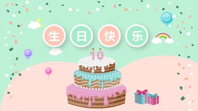 蓝色生日快乐电子相册动态PPT模板