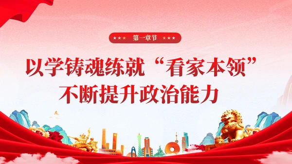 红色党建国潮在主题教育练就三大本领争做合格党员党课课件PPT