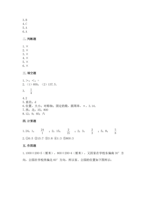 人教版六年级上册数学期末测试卷附答案（b卷）.docx