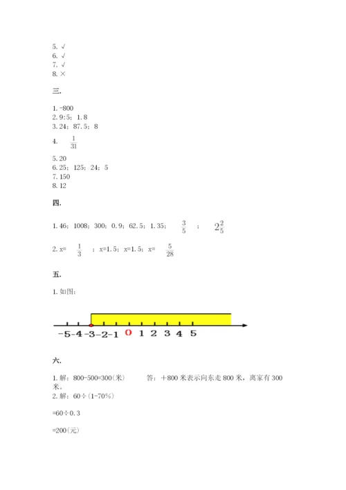 人教版六年级数学下学期期末测试题含答案【夺分金卷】.docx