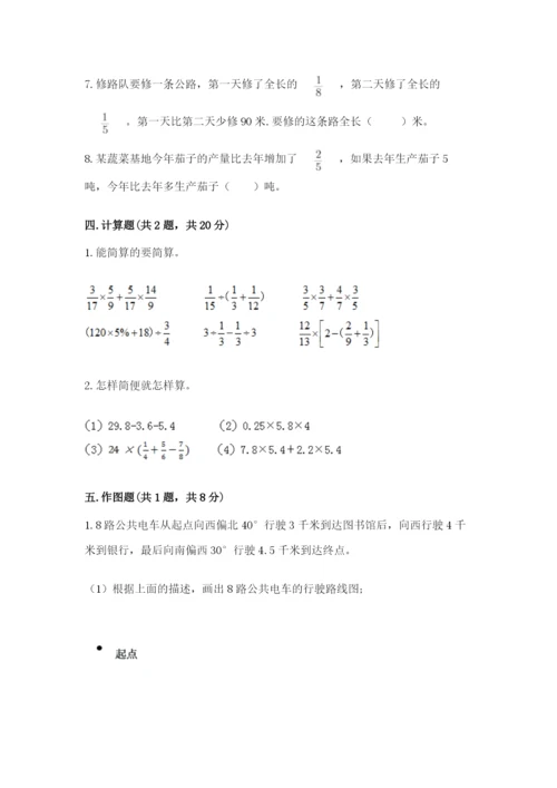 人教版六年级上册数学期中考试试卷及答案【夺冠系列】.docx
