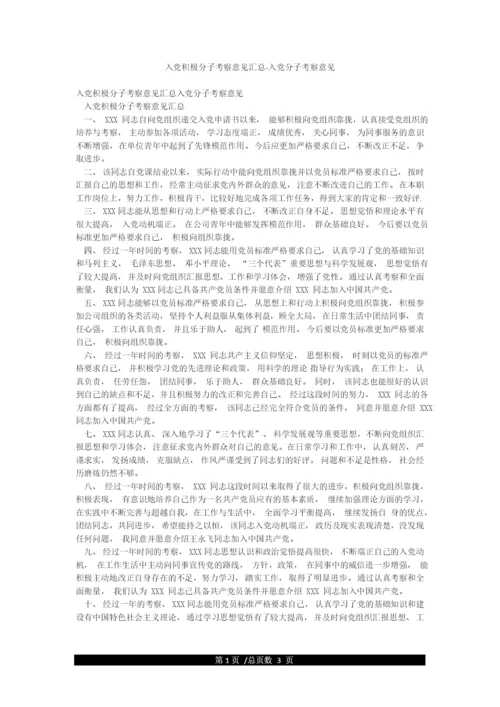 入党积极分子考察意见汇总-入党分子考察意见.docx