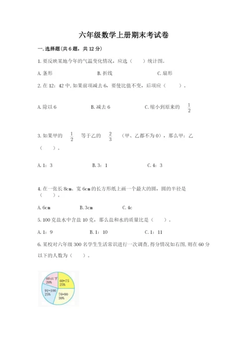 六年级数学上册期末考试卷及参考答案（轻巧夺冠）.docx