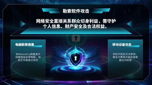 深蓝色科技风网络安全宣传周科普讲座PPT模板