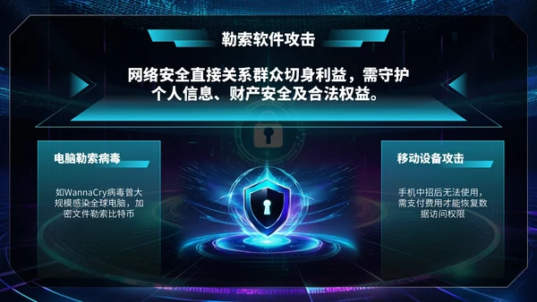 深蓝色科技风网络安全宣传周科普讲座PPT模板