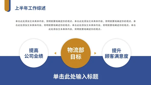 黄蓝实景物流工作年中总结PPT模板