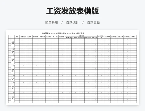 工资发放表模版
