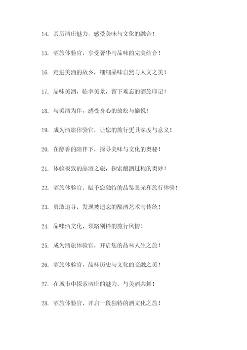 酒旅体验官广告语大全