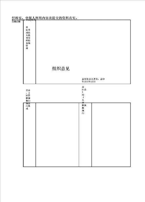 专业技术资格评审申报表格样本