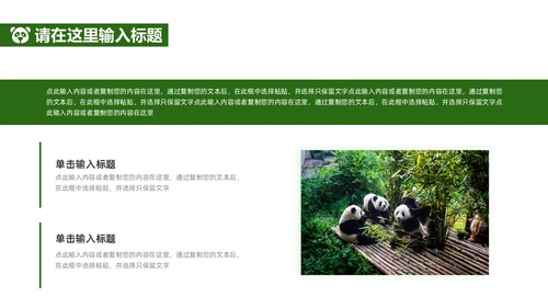绿色实拍风保护大熊猫科普主题PPT模板
