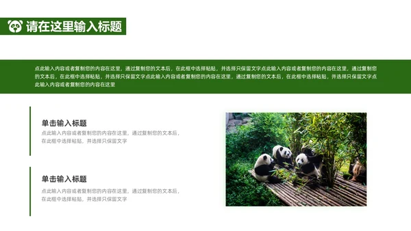 绿色实拍风保护大熊猫科普主题PPT模板