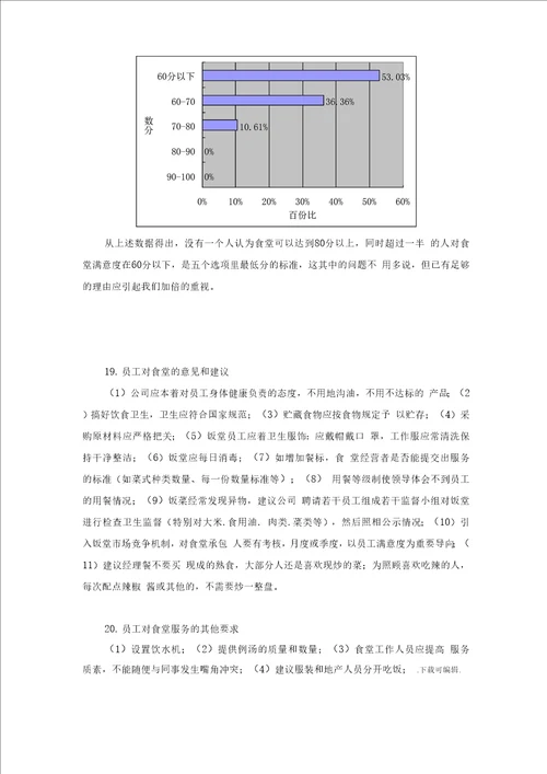 公司食堂满意度调查分析报告文案