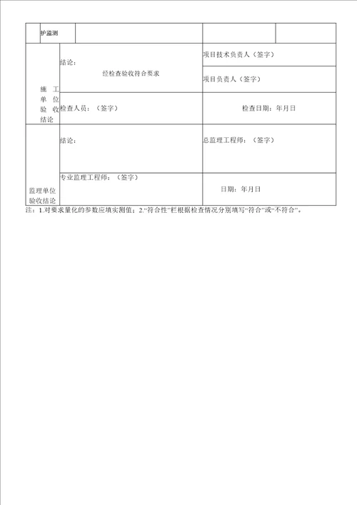 基坑工程施工验收记录表