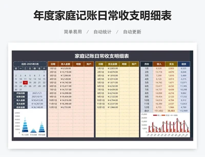 年度家庭记账日常收支明细表