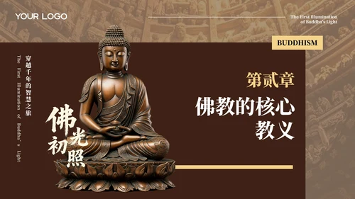 棕色中国风佛教介绍PPT模板