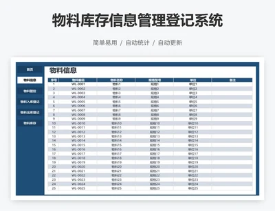 物料库存信息管理登记系统